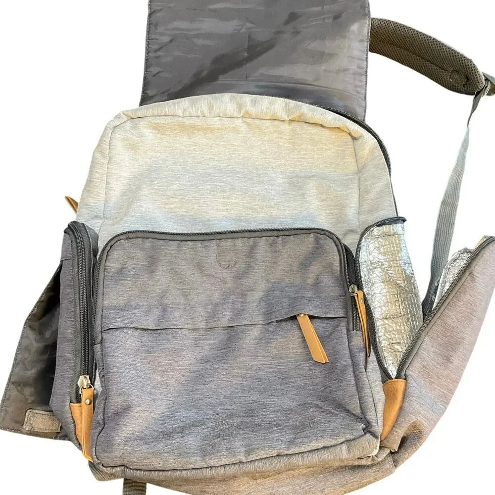 Eddie Bauer First Adventure Backpack Gray Tan Travel Laptop Backpack